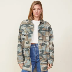 MONROW Camo Military Jacket GREENGREY Best Sale